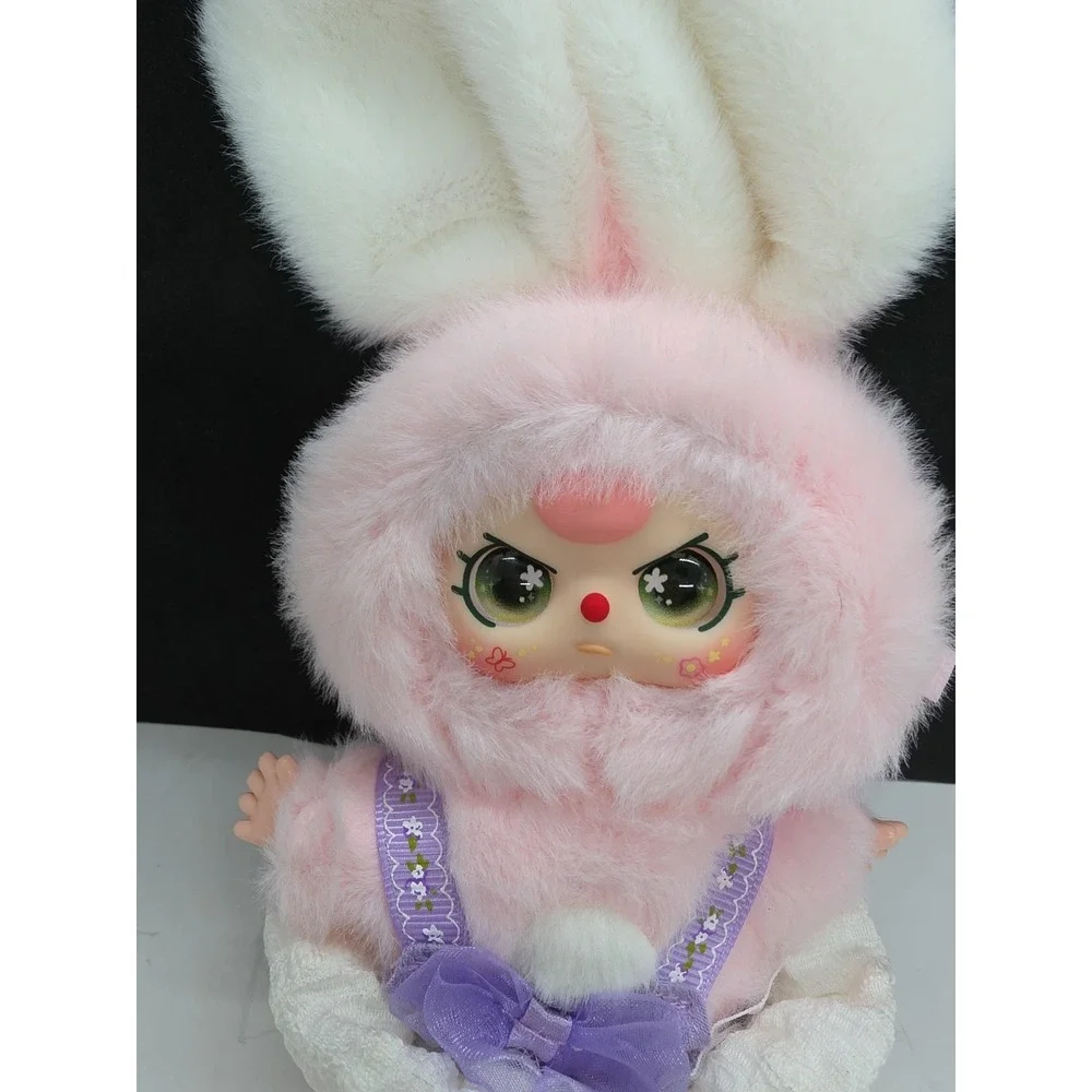Adorable Baby Three Angry Green Eyes Pink Bunny Bag Charm
